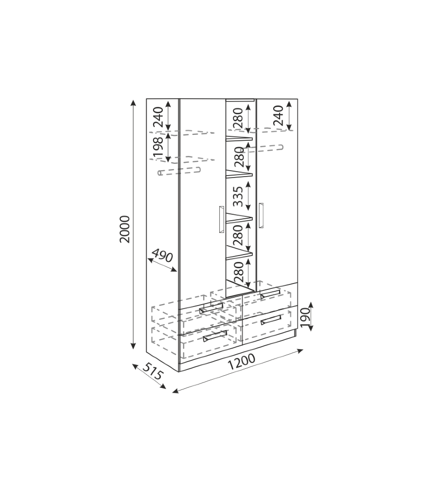 Шкаф 3-х секционный Дуглас 