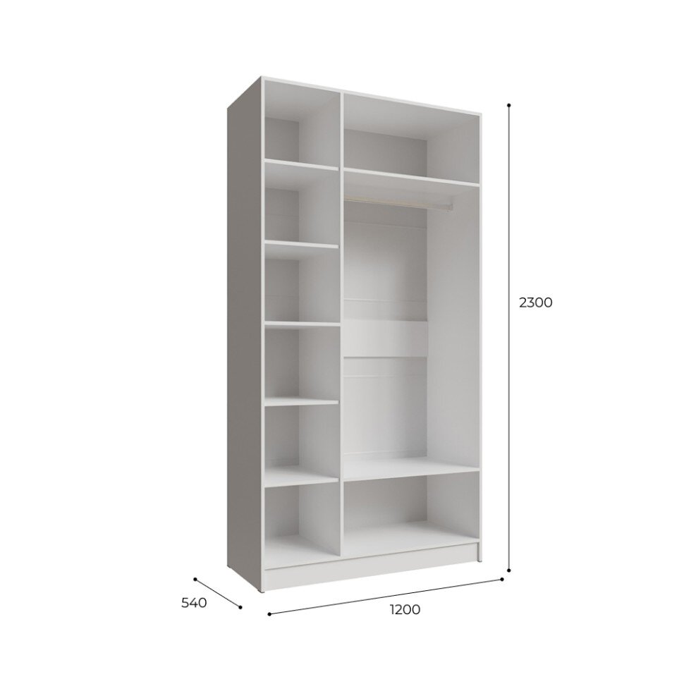 Шкаф трехстворчатый с зеркалом Мадрид, Белый 