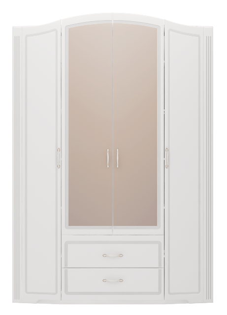 Шкаф для одежды четырехдверный с зеркалом Виктория №2 