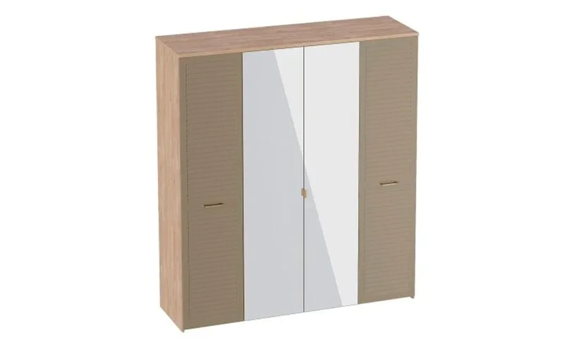 Шкаф четырёхдверный Гавана, Светло-серый софт 