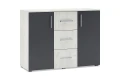 Комод (3 ящика, 2 двери) Фиеста New, Дуб крафт белый / Графит 