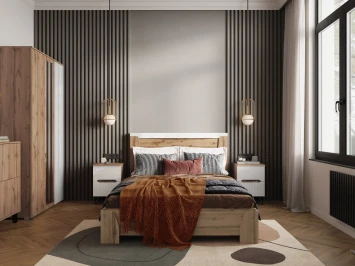 Тумба прикроватная Ливерпуль, вотан, белый глянец 