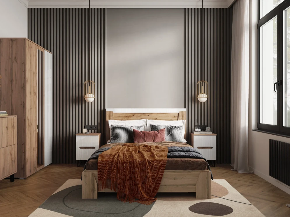 Тумба прикроватная Ливерпуль, вотан, белый глянец  