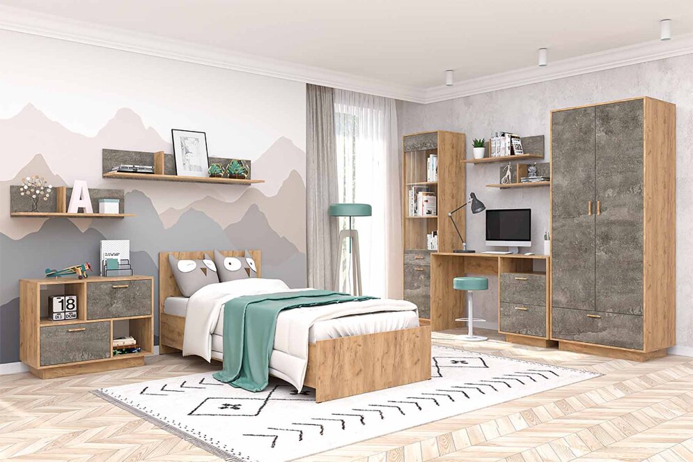 Кровать дуб крафт (арт.032) ЭГО  