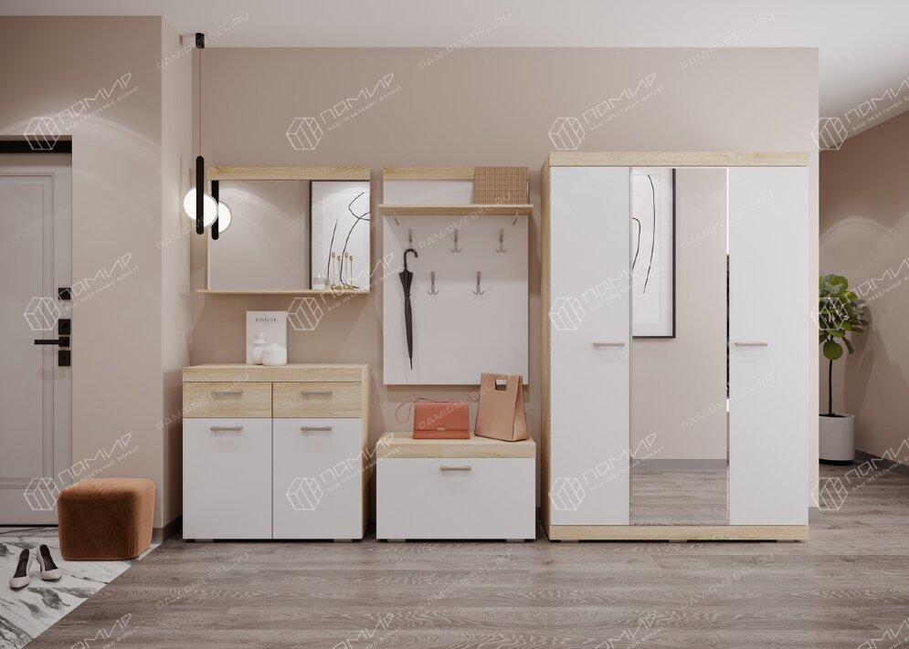 Вешалка Соната ВШС-800, Сонома/Белый глянец  