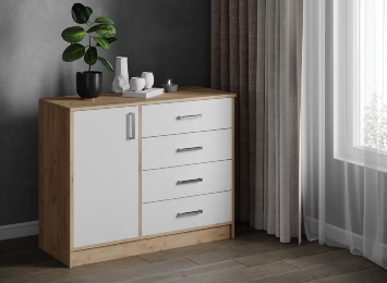 Комод Катрин-6, Дуб крафт золотой/Белый