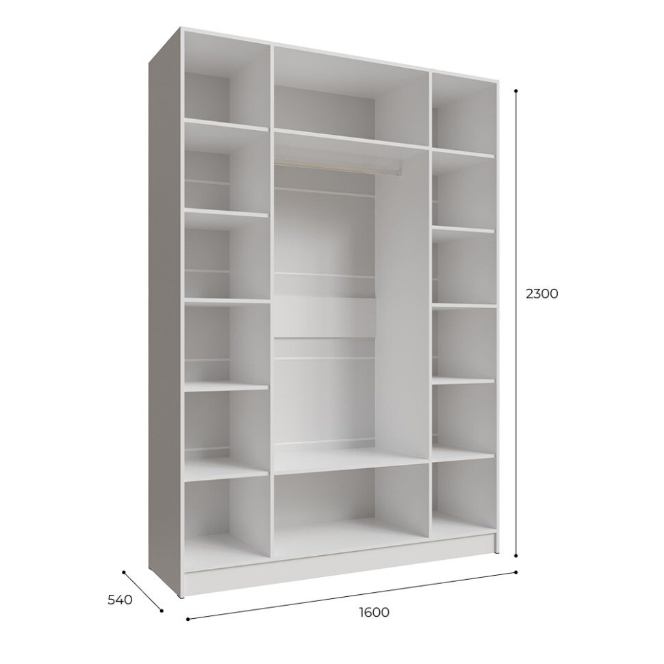 Шкаф четырехстворчатый с зеркалом Мадрид, Белый 