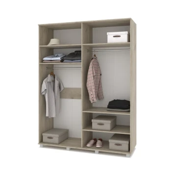 Шкаф четырехстворчатый с зеркалом В41 Виора, Серый дуб/Белый