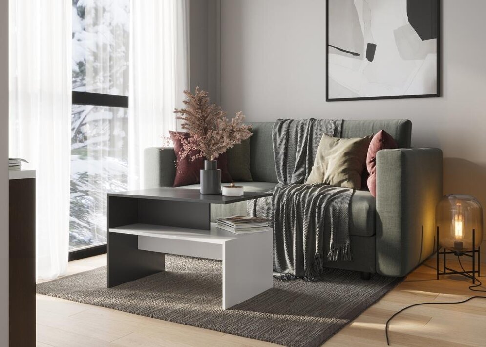 Журнальный стол Парус, белый/Графит 