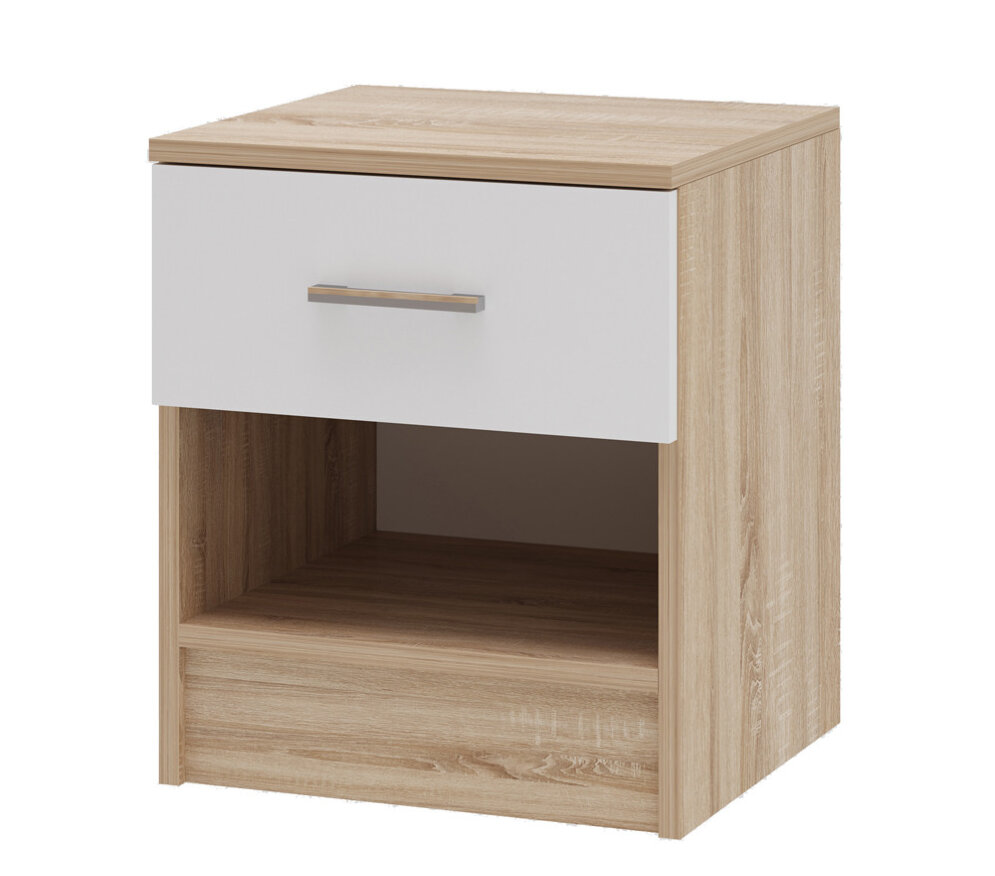 Тумба прикроватная Беатрис, Сонома + Белый глянец 