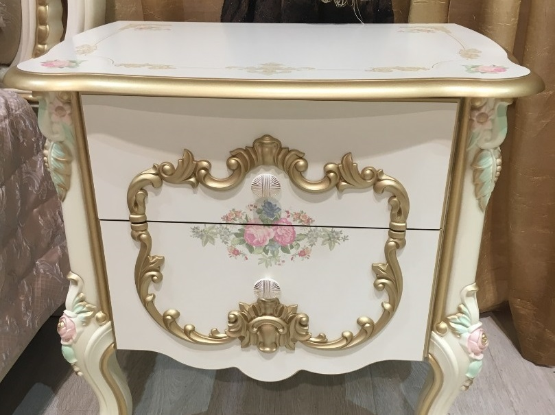 Тумба прикроватная Шейх, Слоновая кость/золото 