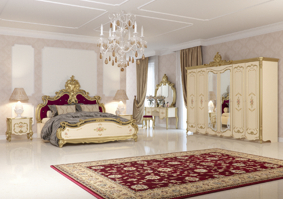 Тумба прикроватная Шейх, Слоновая кость/золото 