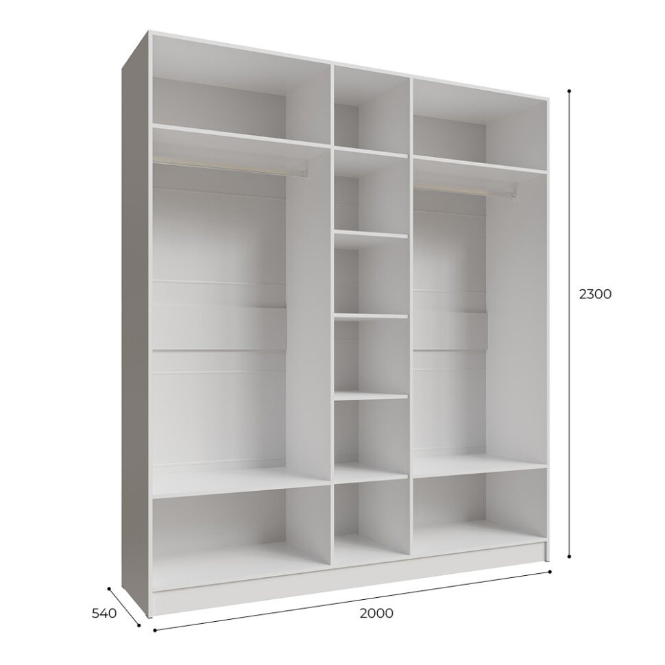 Шкаф пятистворчатый с зеркалом Мадрид, Белый 