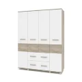 Шкаф четырехстворчатый с ящиками В42 Виора, Серый дуб/Белый  