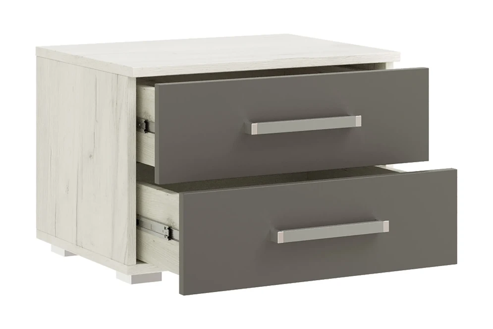 Тумба прикроватная (комплект из 2 штук) Фиеста New, Дуб крафт белый / Графит 
