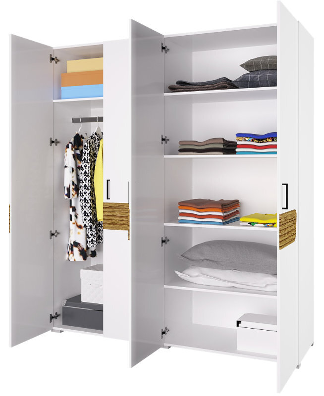 Шкаф 4х дверный Милана, Белый/Сосна Гранд 