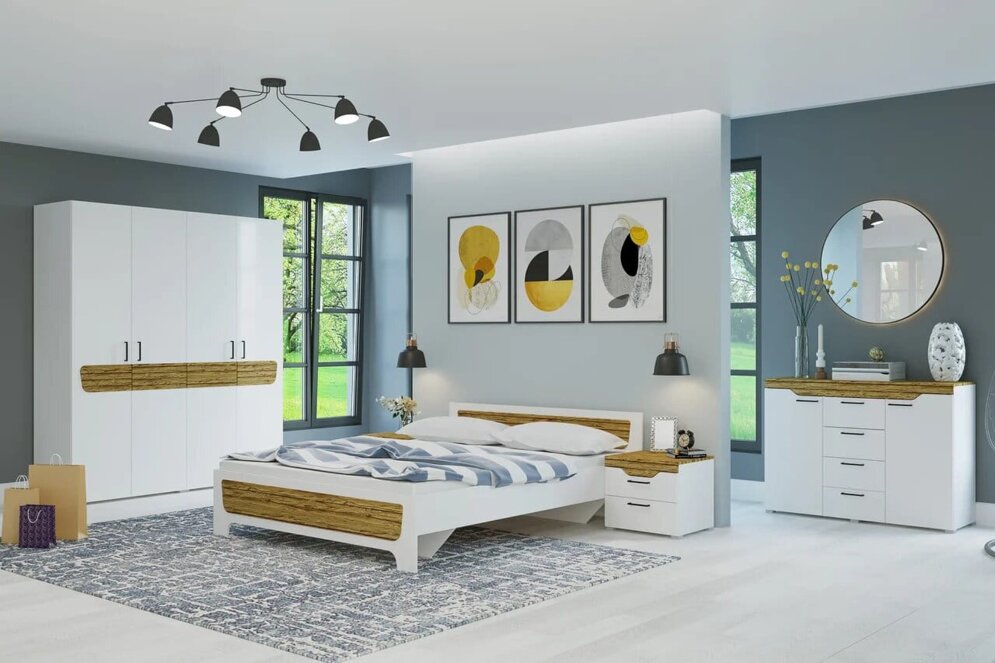 Шкаф 4х дверный Милана, Белый/Сосна Гранд 