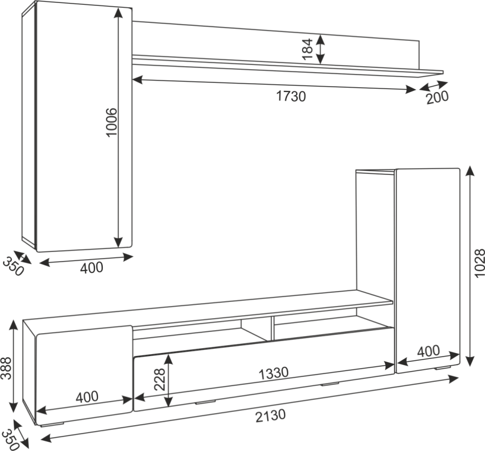 Гостиная Альфа, графит софт 