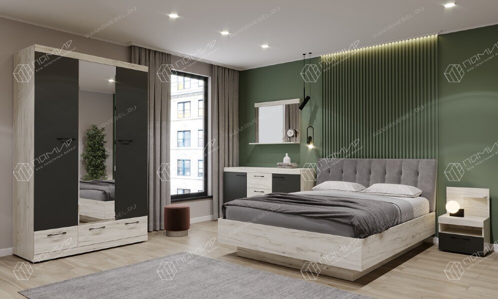 Комод КС-1500 Соната, Крафт белый - Антрацит 