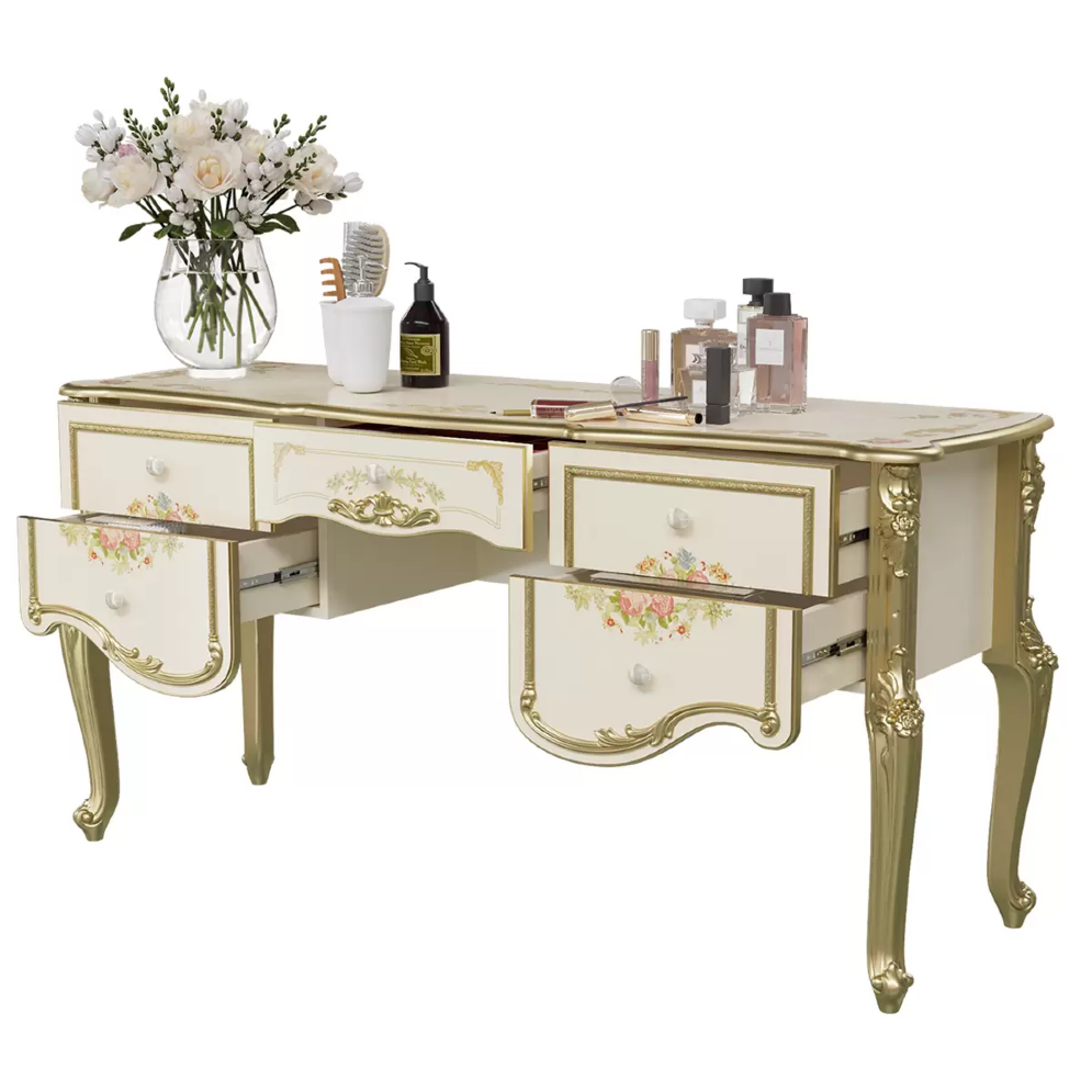 Стол туалетный Шейх, Слоновая кость/золото 