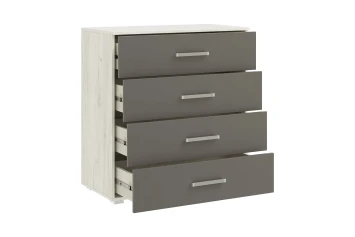 Комод с 4 ящик Фиеста New, Дуб крафт белый / Графит