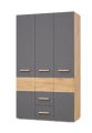 Шкаф трехстворчатый с ящиками В34 Виора, Дуб золотой/графит 