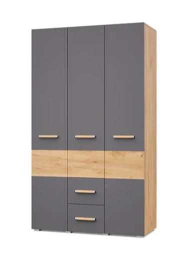 Шкаф трехстворчатый с ящиками В34 Виора, Дуб золотой/графит 