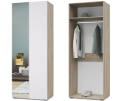Шкаф 2-х дверный с зеркалом Челси, Дуб серый / Белый 