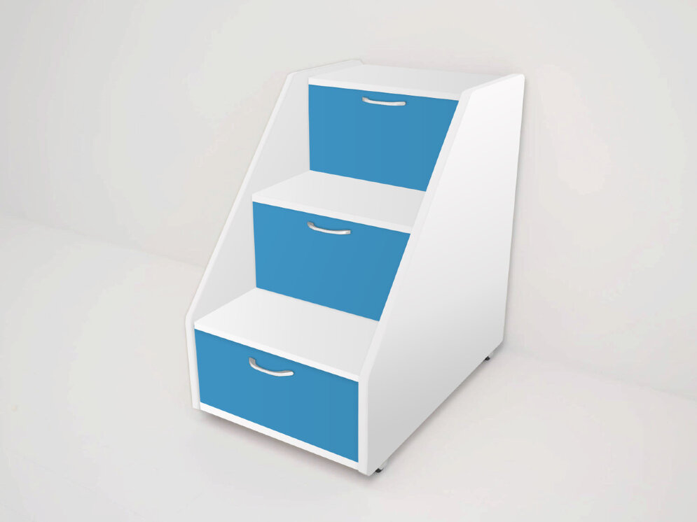 Кровать Матрешка белый + голубой 