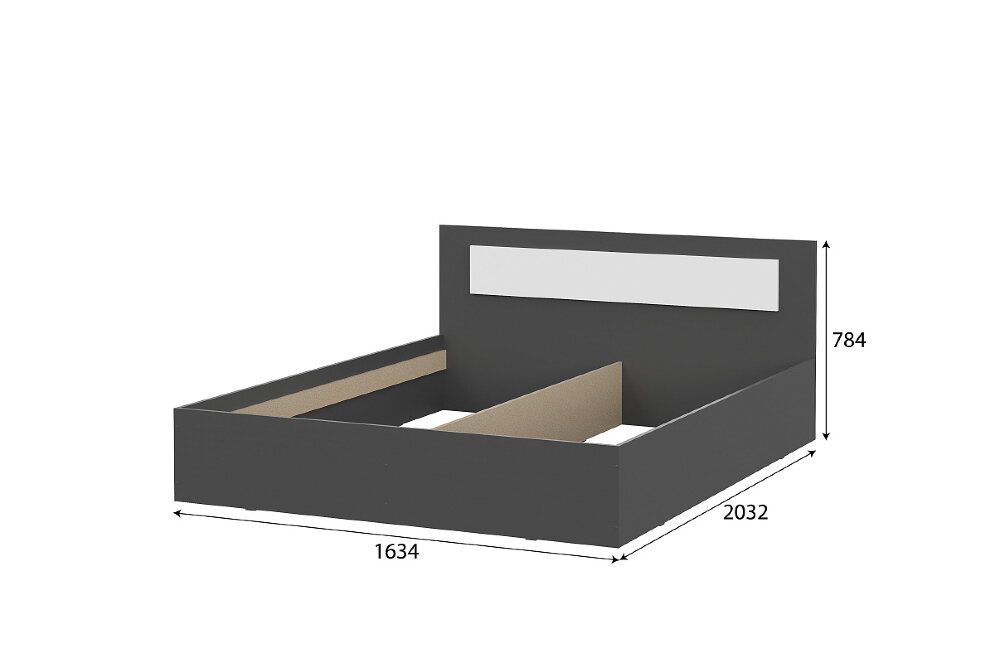 Кровать двуспальная Дольче, Графит 