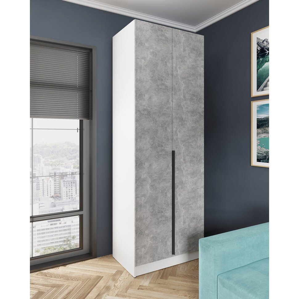 Шкаф двустворчатый Мадрид, Белый/Ателье светлое 