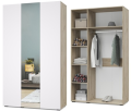 Шкаф 3-х дверный с зеркалом Челси, Дуб серый / Белый 