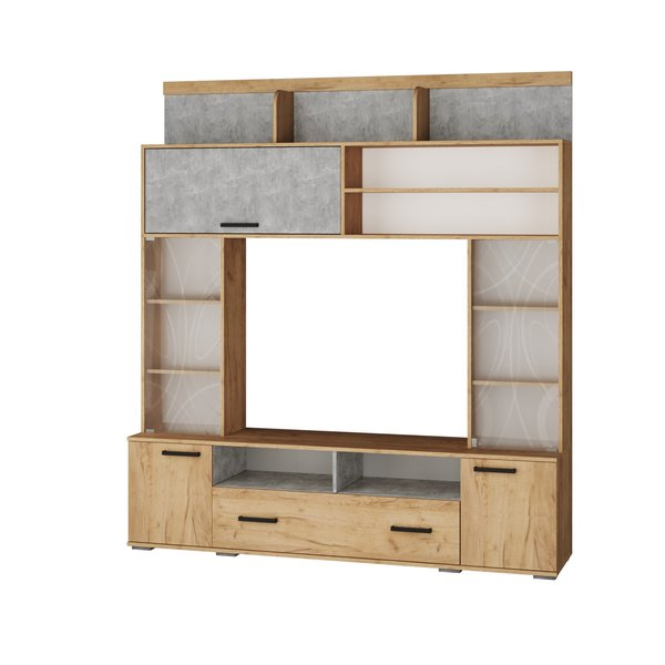 Гостиная Оскар-18 ОГЦС-2, Дуб крафт золотой/Ателье светлое 