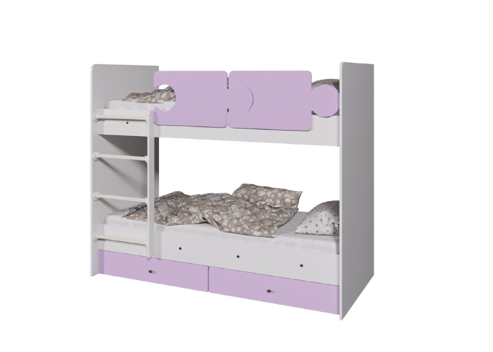 Кровать двухъярусная Тетрис, Белый / Лайм 