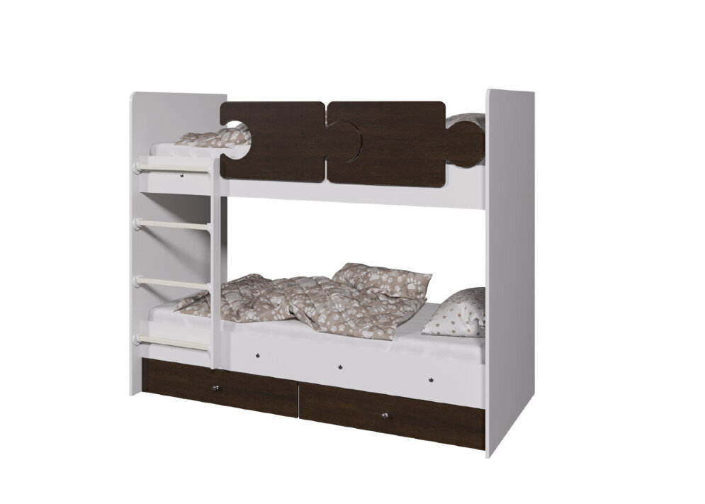 Кровать двухъярусная Тетрис, Белый / Лайм 