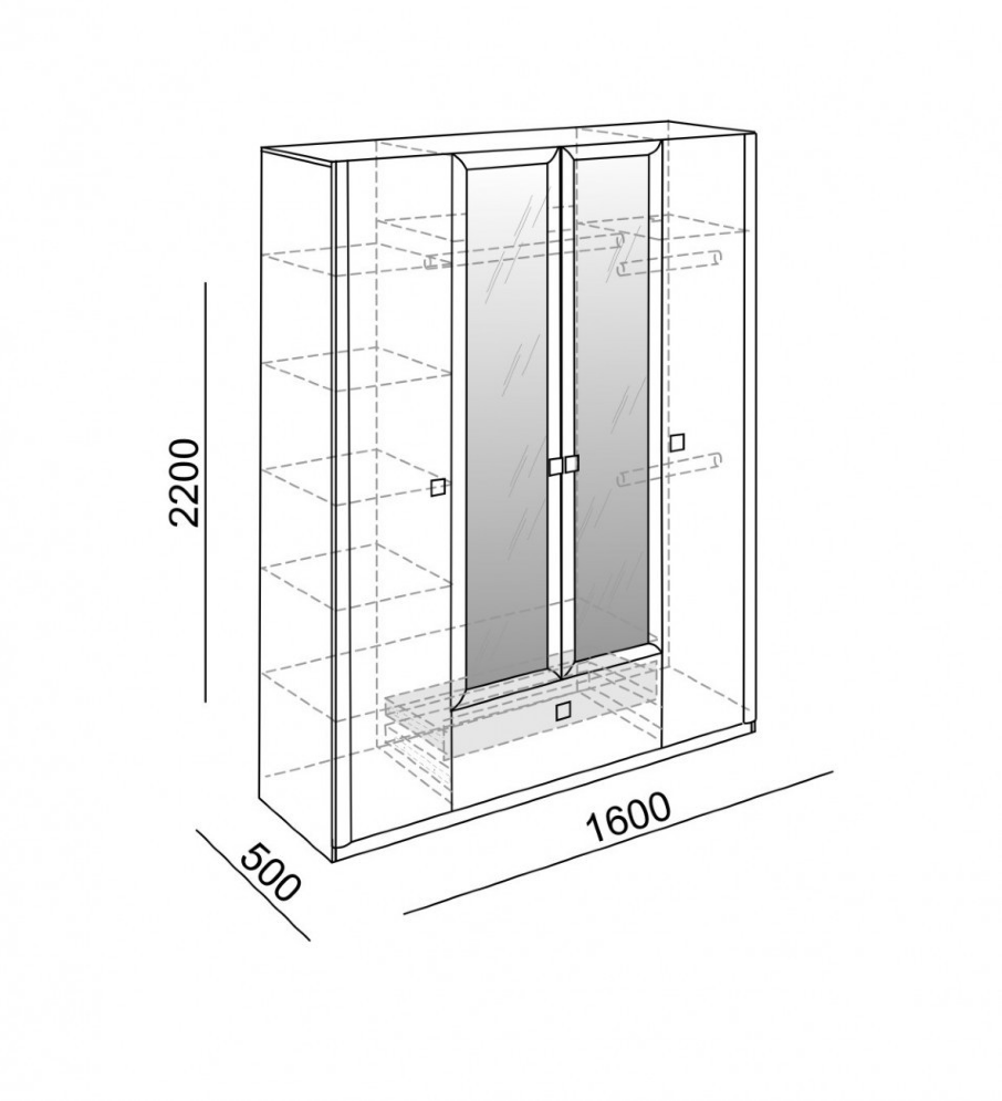 Шкаф 4-х дверный Глэдис 