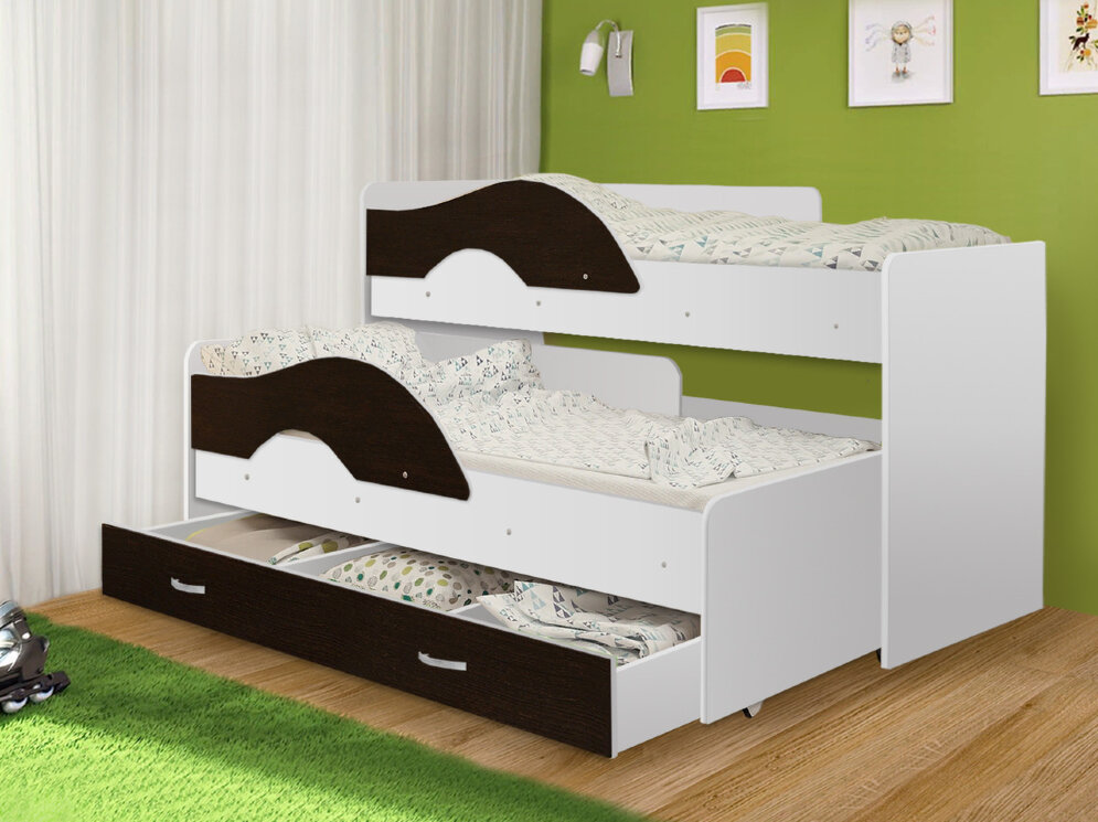 Кровать Матрешка (Радуга) 1,6 м. белый + венге 