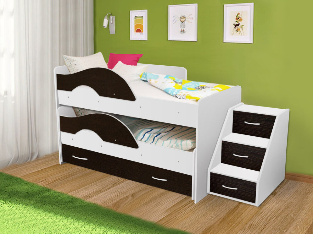 Кровать Матрешка (Радуга) 1,6 м. белый + венге 