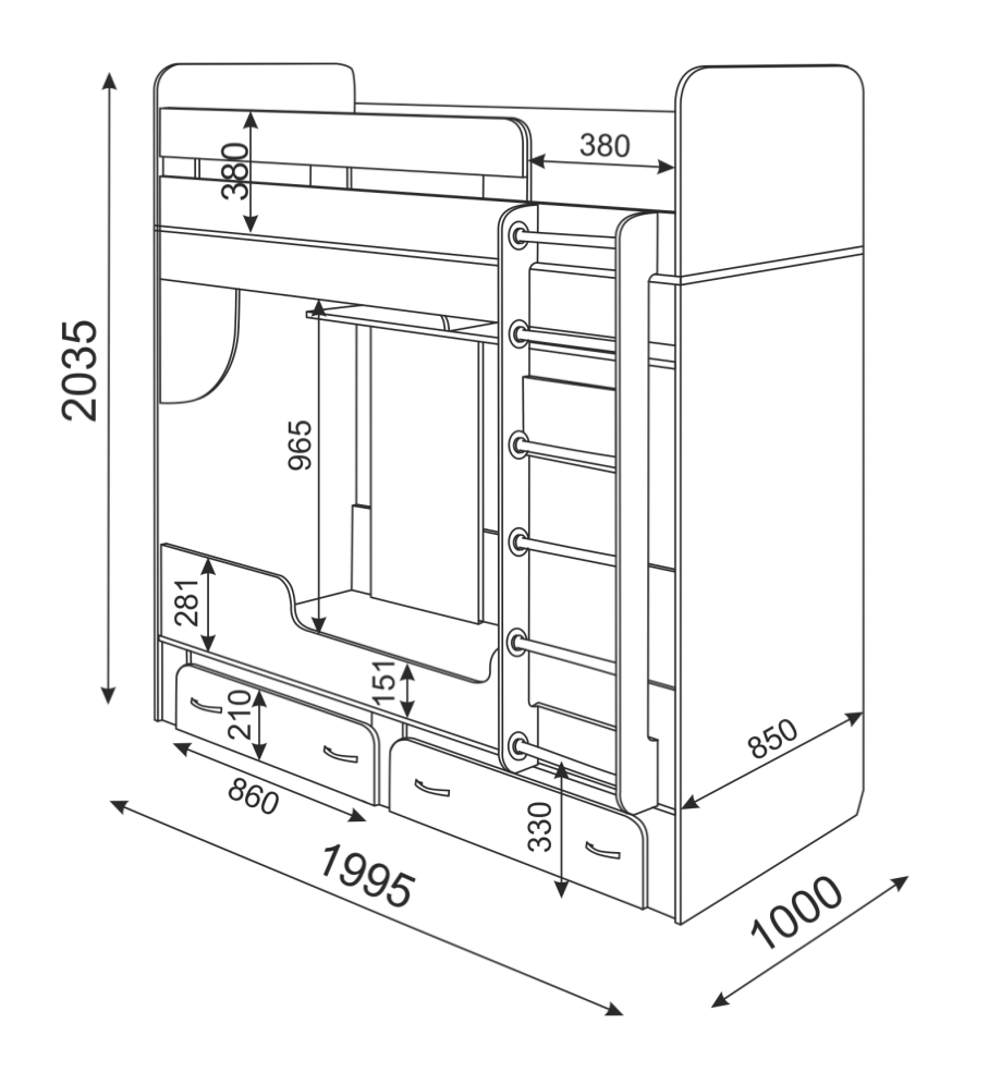 Кровать двухъярусная Остин, М25 