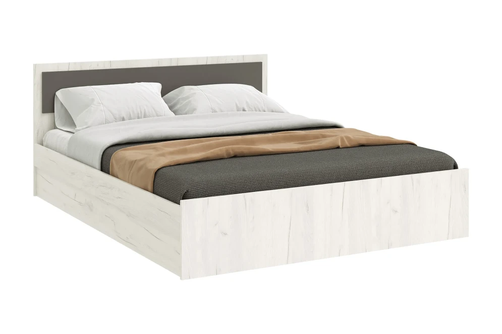 Кровать двуспальая Фиеста New, Дуб крафт белый / Графит 