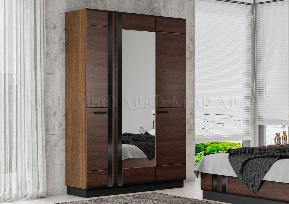  Шкаф 3 двери Магнолия, орех 