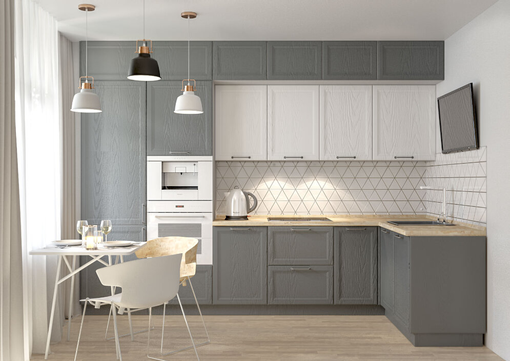 Модульная кухня Беверли (дуб фактурный антрацит) 