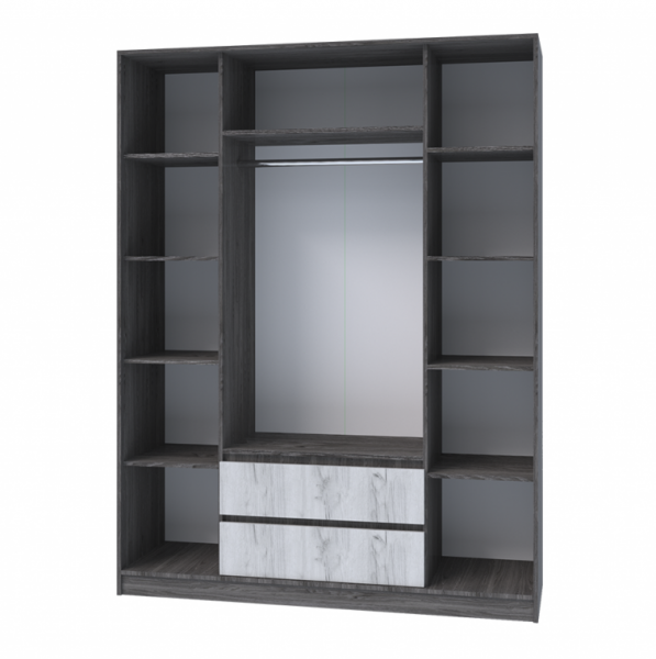 Шкаф 4-х дверный Милана, Ясень Анкор/Дуб Эльза 