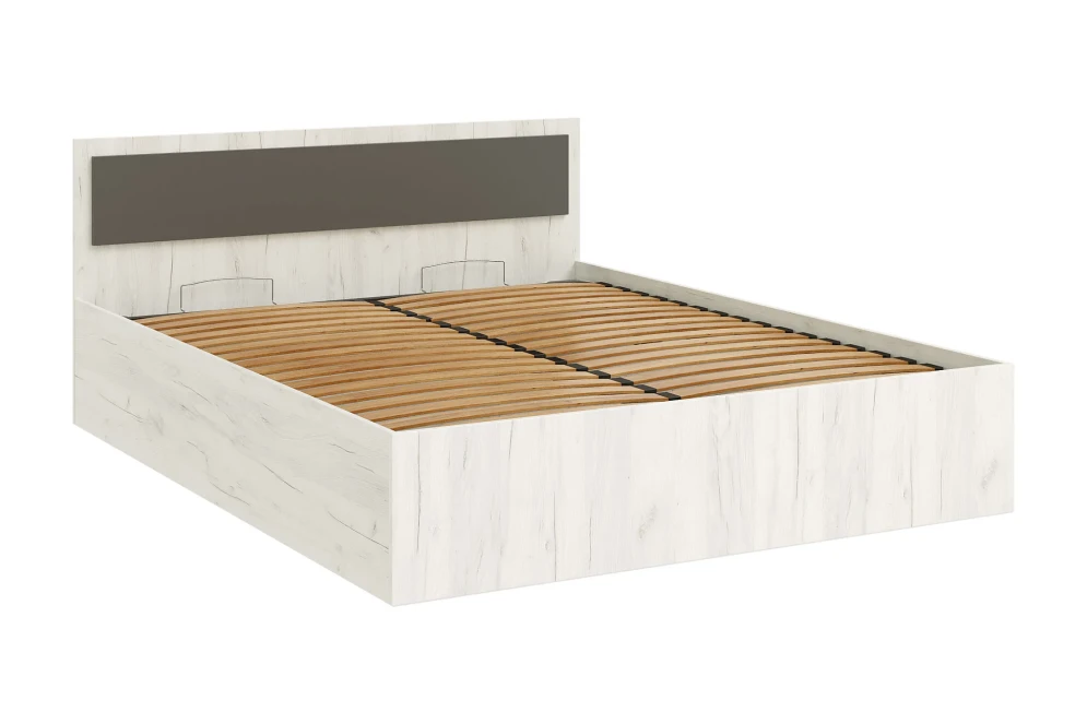 Кровать двуспальая с подъемным механизмом Фиеста New, Дуб крафт белый / Графит 