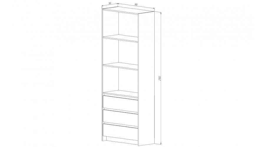 Стеллаж 3 ящика Бостон, Анкор светлый 