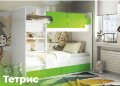 Кровать двухъярусная Тетрис, Белый / Розовый 