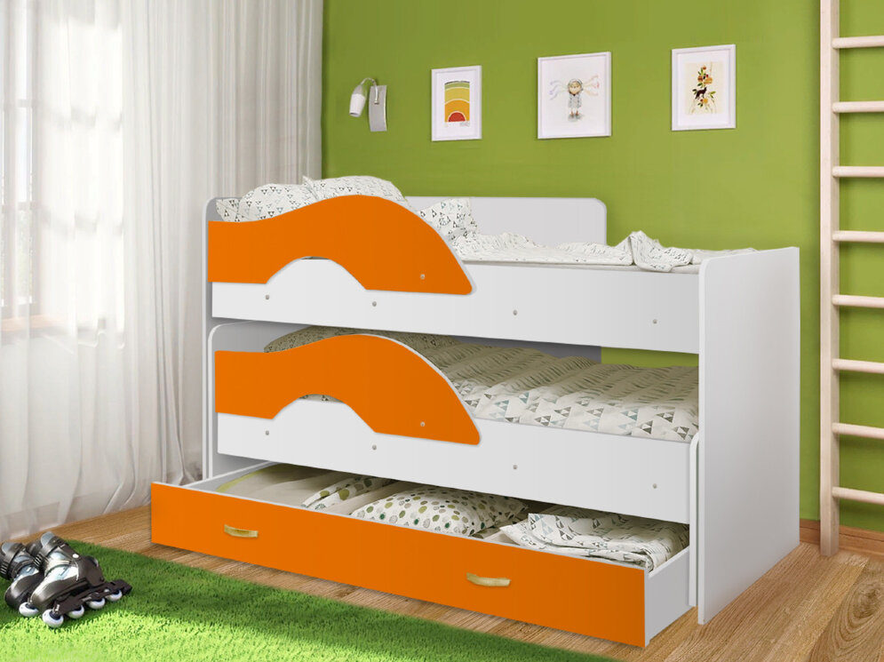 Кровать Матрешка белый + оранж 
