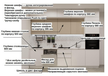 Кухонный гарнитур Лайн Тальк Пикрит, 3000 мм (арт. 56)