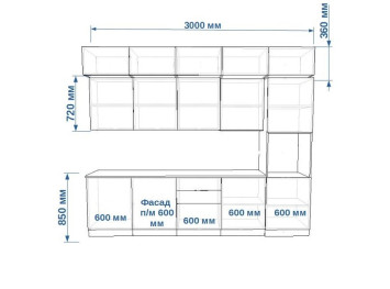 Кухонный гарнитур Лайн Тальк Пикрит, 3000 мм (арт. 56)