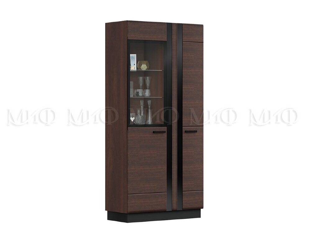 Шкаф-стекло высокий Магнолия, орех 